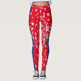 Red White Blue Stars Spaß am 4. Juli Leggings