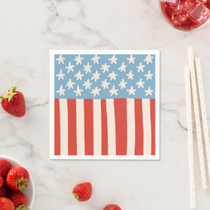 Red White & Blue Stars & Stripes Family Barbecue Serviette