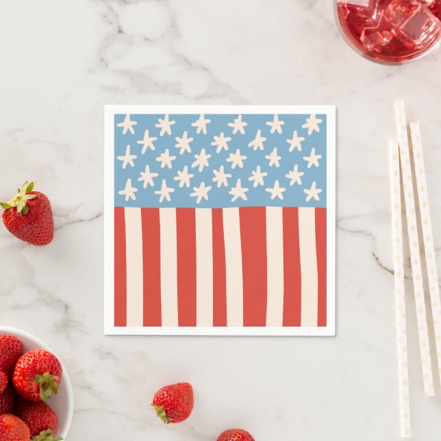 Red White & Blue Stars & Stripes Family Barbecue Serviette (Beispiel)