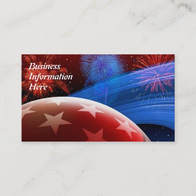 Red White Blue Stars und Fireworks Business Cards Visitenkarte (Vorderseite)