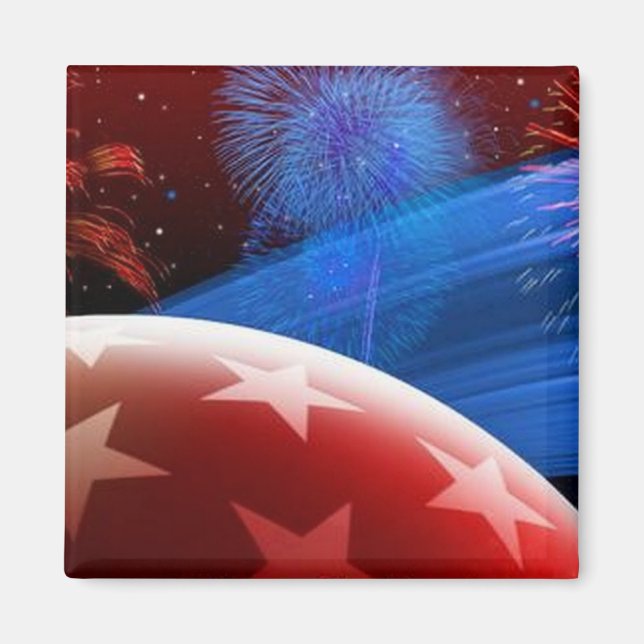 Red White Blue Stars und Fireworks Magnet (Vorne)