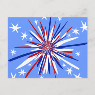 Red White & Blue Sternexplosion Postkarte