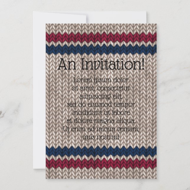 Red White Blue Strick Look Stripe Muster Save The Date (Vorderseite)