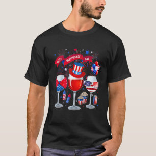 Red White Blue Three Wine Brillen American Flag 4t T-Shirt