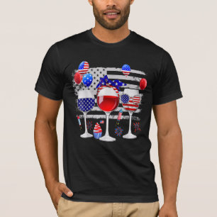 Red White Blue Three Wine Brillen American Flag 4t T-Shirt