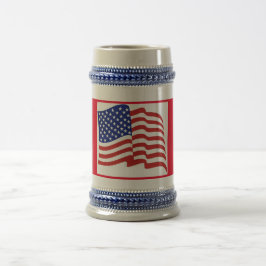Red White Blue US Flag Patriotic Beer Stein Bierglas