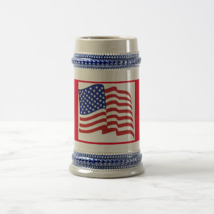 Red White Blue US Flag Patriotic Beer Stein Bierglas