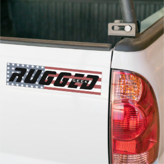 Red white blue US Flag RUGGED GEEK Tech Nerd Autoaufkleber