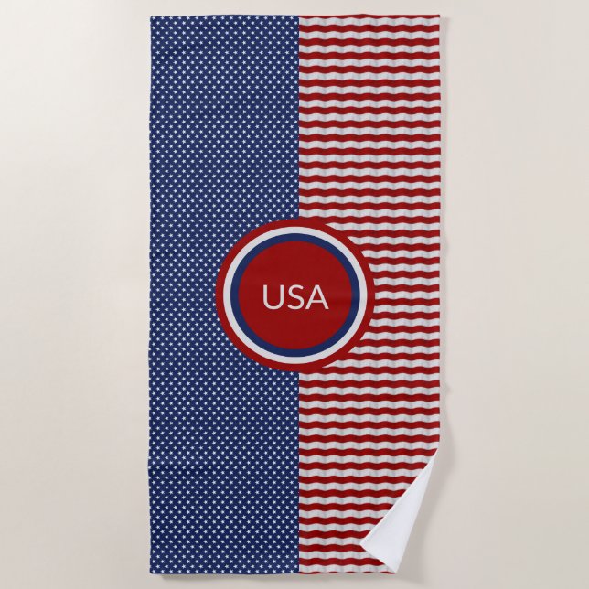 Red White Blue US Flagge Pattern Patriotic Strandtuch (Vorderseite)