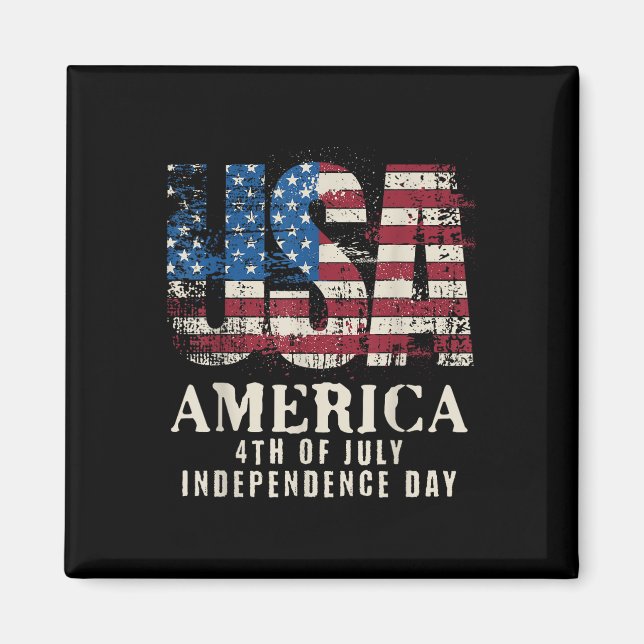 Red White Blue USA Amerika 4. Juli Patriotic _ Magnet (Vorne)