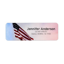 Red White Blue USA Flag 4. Juli Label