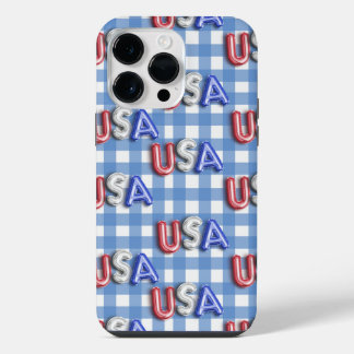 RED WHITE BLUE USA MIT BLAU & WHUE KARIERT iPhone 14 PRO MAX HÜLLE