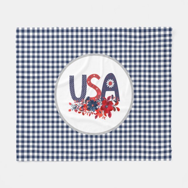 Red White & Blue USA Patriotic Bouquet Fleecedecke (Vorderseite (Horizontal))