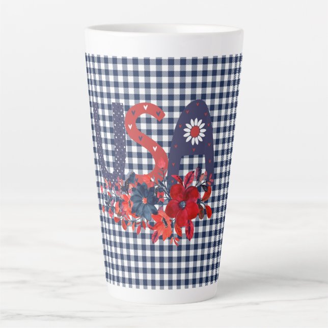 Red White & Blue USA Patriotic Bouquet Milchtasse (Vorderseite)