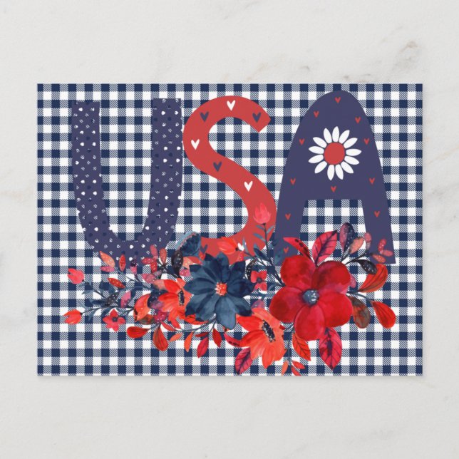 Red White & Blue USA Patriotic Bouquet Postkarte (Vorderseite)