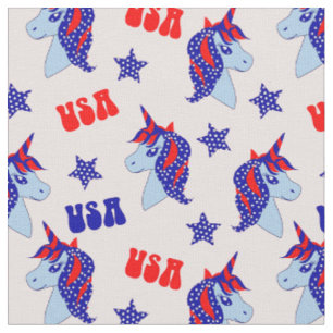 Red White Blue USA Patriotic Unicoron auf hellrosa Stoff