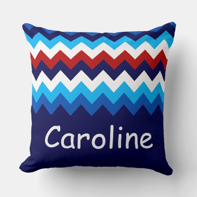 Red White Blue Zickzack Custom Big Thumpenkissen Kissen (Vorderseite)