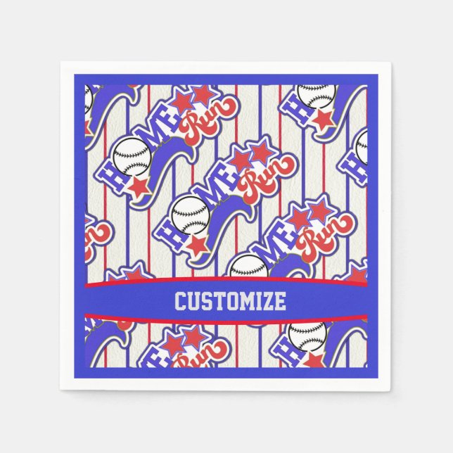 Red White & Blue Zuhause Run Baseball gestreift Serviette (Vorderseite)
