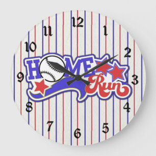 Red White & Blue Zuhause Run Baseball Strickuhr Große Wanduhr