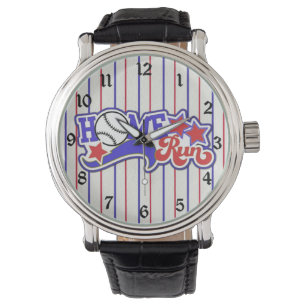 Red White & Blue Zuhause Run Baseball Stripperuhr Armbanduhr
