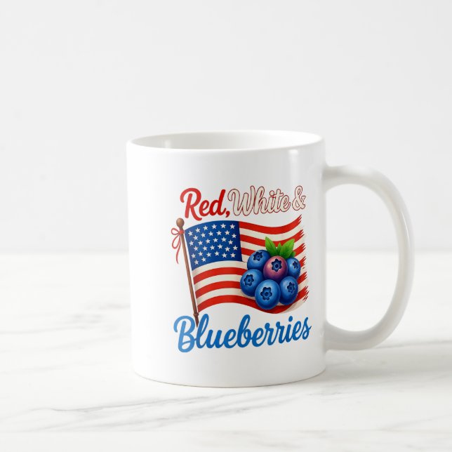 Red White Blueberries Funny Patriotic Usa Flag Vin Kaffeetasse (Rechts)