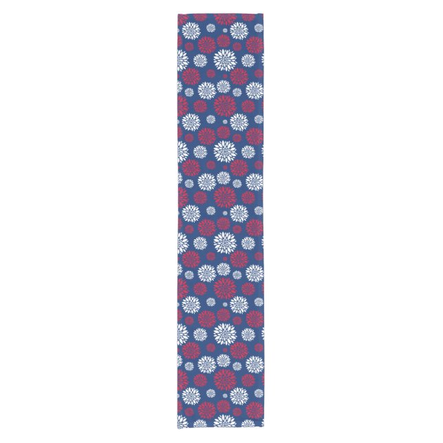 Red & White Blumen Table Runner Kurzer Tischläufer (Vorderseite)