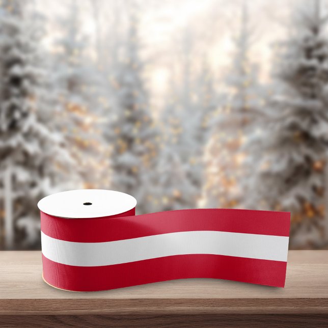 Red & White Bold Retro Stripes Christmas Ripsband (Von Creator hochgeladen)