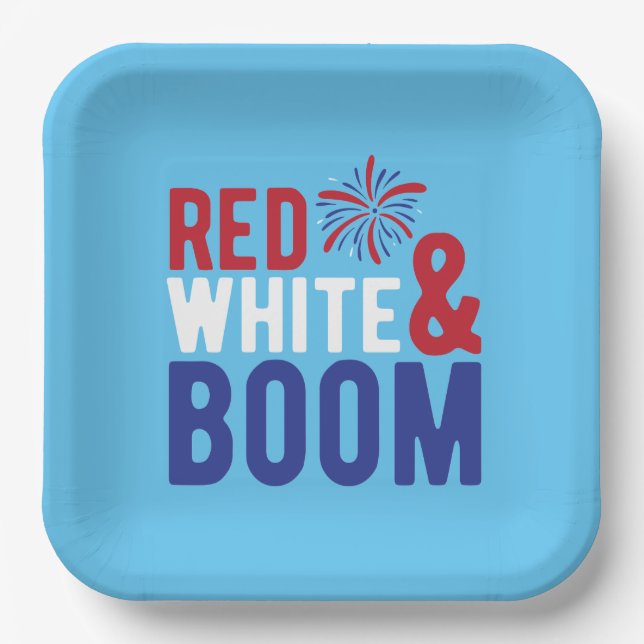 Red White & Boom 4. Juli Paper-Teller Pappteller (Vorderseite)