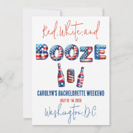 Red, White & Booze, Patriotic Bachelorette Party Einladung