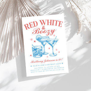Red White Boozy 4. Juli Geburtstag Einladung