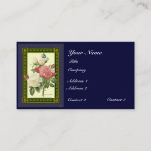 Red White Botanic Rose Custom Business Cards Visitenkarte