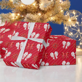 Red White Bows Weihnachtsfeiertag Geschenkpapier
