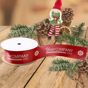 Red White Brand Company Logo Snowflake Weihnachten Satinband