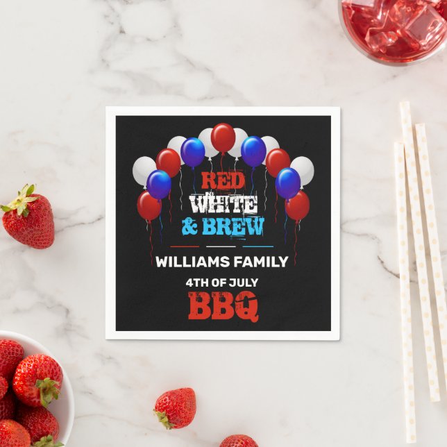 Red White & Brew 4. Juli GRILLEN Family Party Serviette (Beispiel)