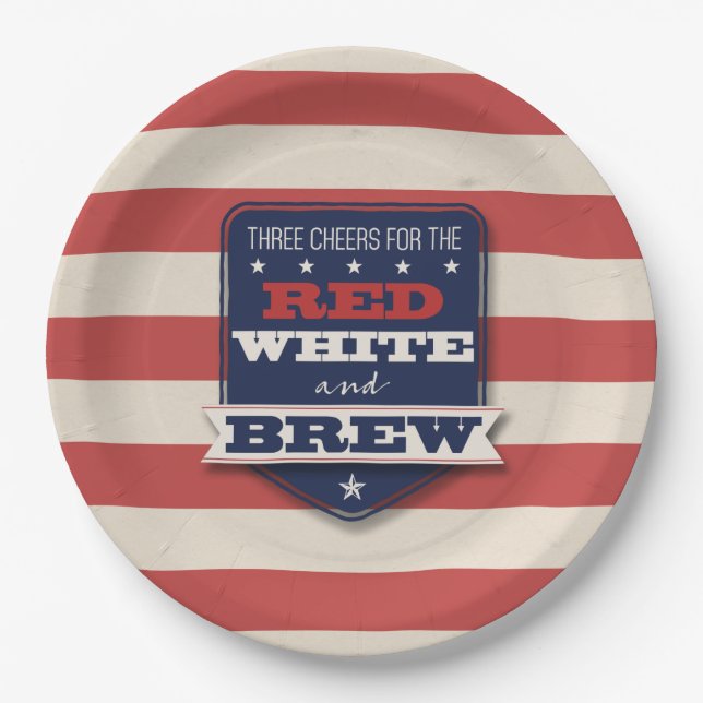 Red White & Brew Patriotic Pappteller (Vorderseite)