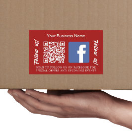 Red white business name qr code Facebook Rechteckiger Aufkleber