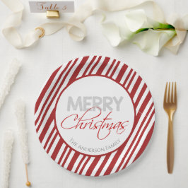 Red & White Candy Cane Stripe Pappteller