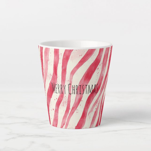 Red White Candy Cane Stripes Christmas Milchtasse (Vorderseite)