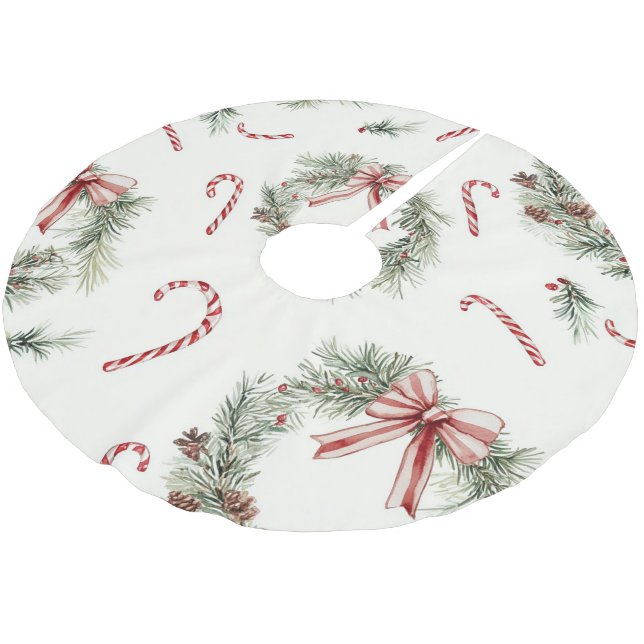 Red White Candy Canes Christmas Wreaths Polyester Weihnachtsbaumdecke (Schrägansicht)