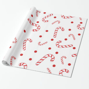 Red White Candy Canes Weihnachtsfeiertag Polka Dot Geschenkpapier