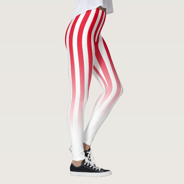 Red White Candy Stripe Fade Muster Leggings (Rechts)