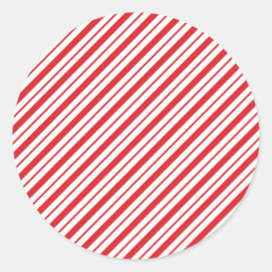 Red White Candycane Streifen Weihnachten Runder Aufkleber