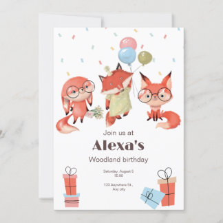 Red White Cartoons Birthday Party Einladung