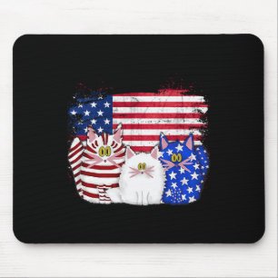 Red White Cats Usa Flag Feuerwerk 4. Juli Mousepad