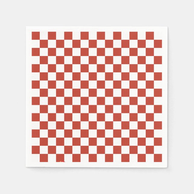 Red& White Checkered Pattern Mid Century Modern Serviette (Vorderseite)