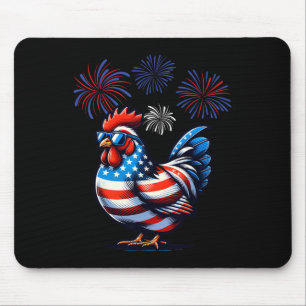 Red White Chicken Farm Animal Patriotic 4th O Mousepad