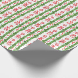 Red & White Chinoiserie Garland Grandmillennial Geschenkpapier