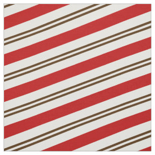 Red White & Chocolate Brown Candy Cane Streifen Stoff