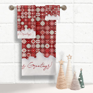 Red White Christmas Candy Pattern#13 ID1009 Badhandtuch Set