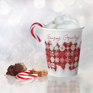 Red White Christmas Candy Pattern#13 ID1009 Pappbecher